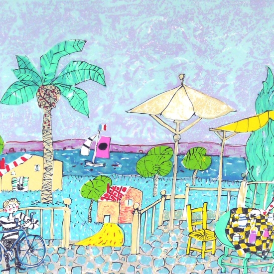ポール・アイズピリの絵画作品　タイトルは、サントロペの入り江